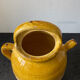 Cruche gargoulette chevrette en terre cuite vernissé jaune