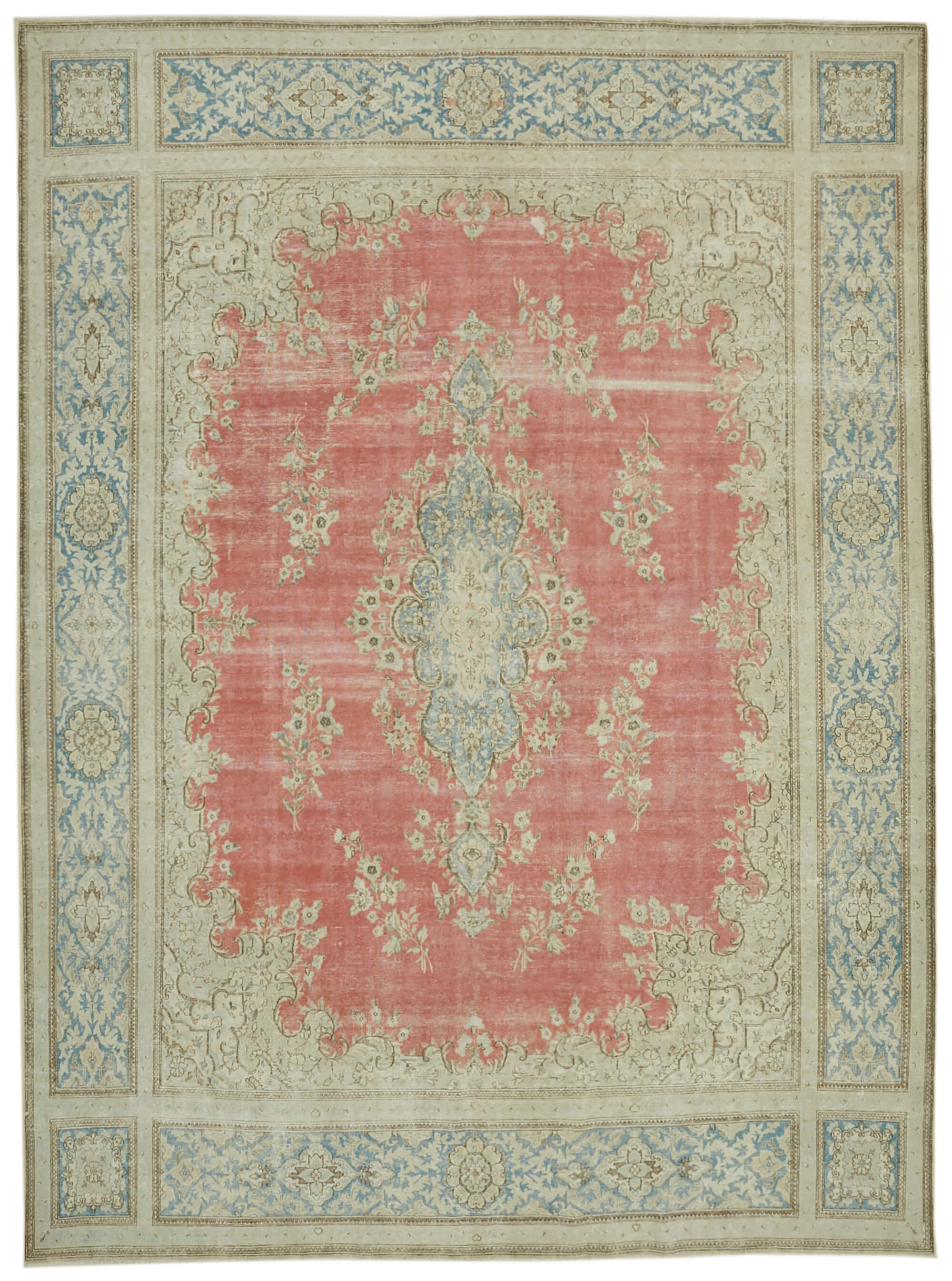 Handmade oriental contemporary 1980s 294 cm x 404 cm beige wool carpet