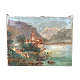 Oil on canvas "lake geneva"