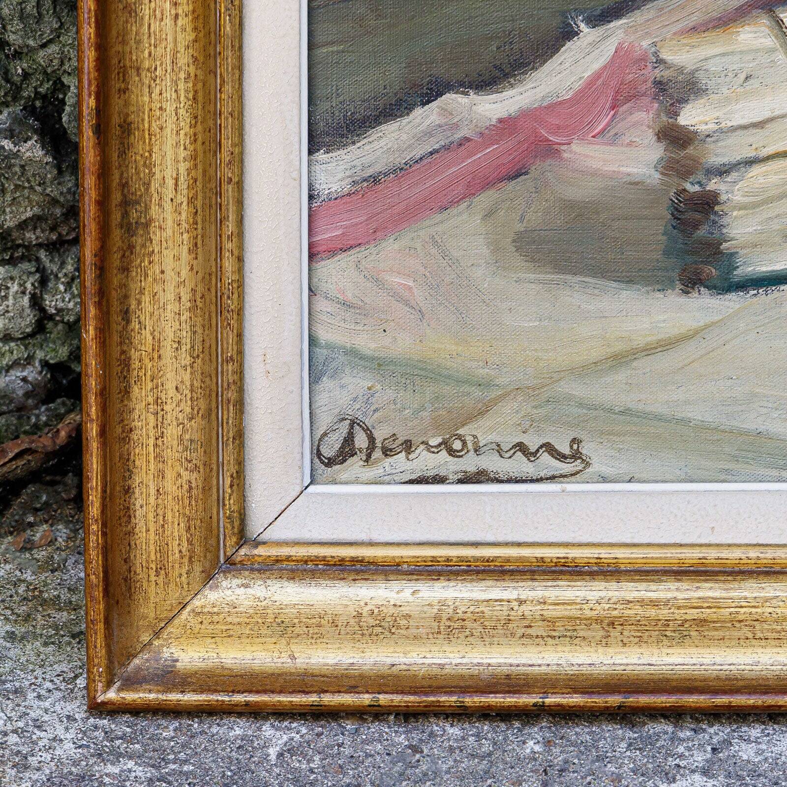 Set of oil paintings "Asparagus & eggs" and "Melon" by Alexandre Denonne