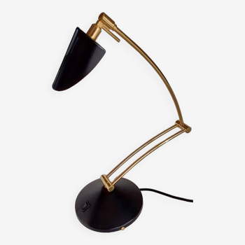 Lampe de bureau articulée métal noir et doré