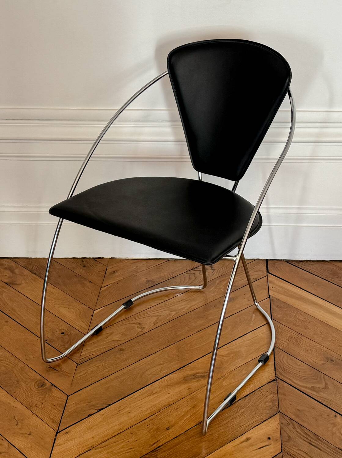 Leather and chrome steel chair - Linda by Arrben