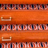 Vintage varnished teak chest of drawers 1970
