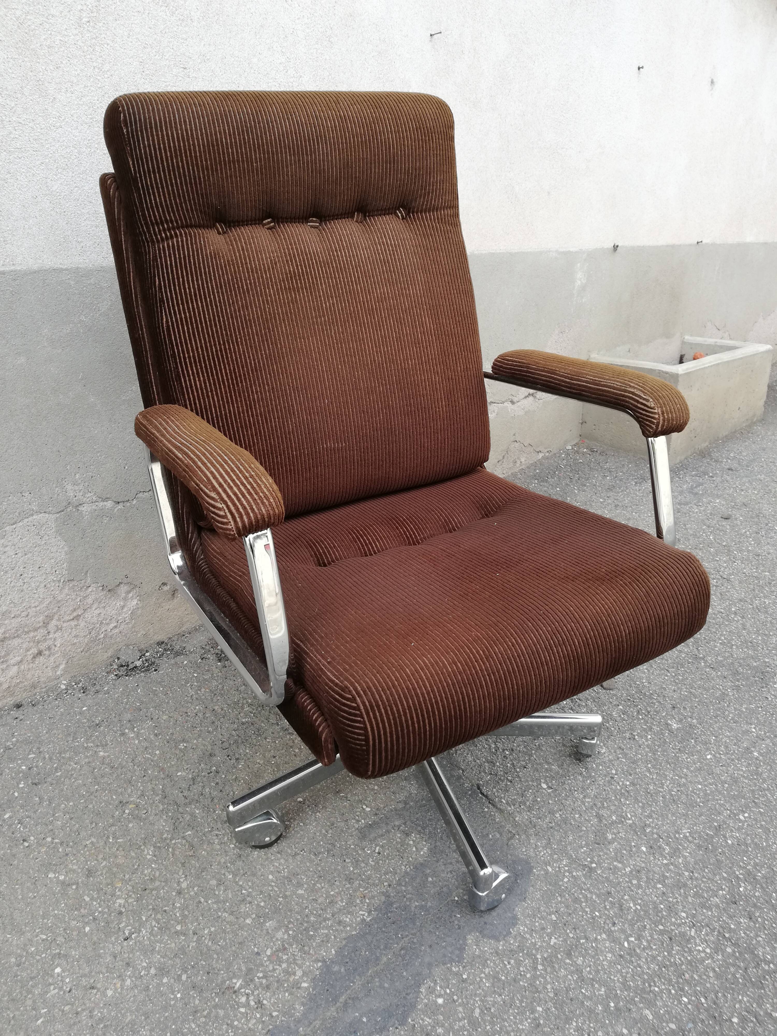 Fauteuil  vintage tissu marron