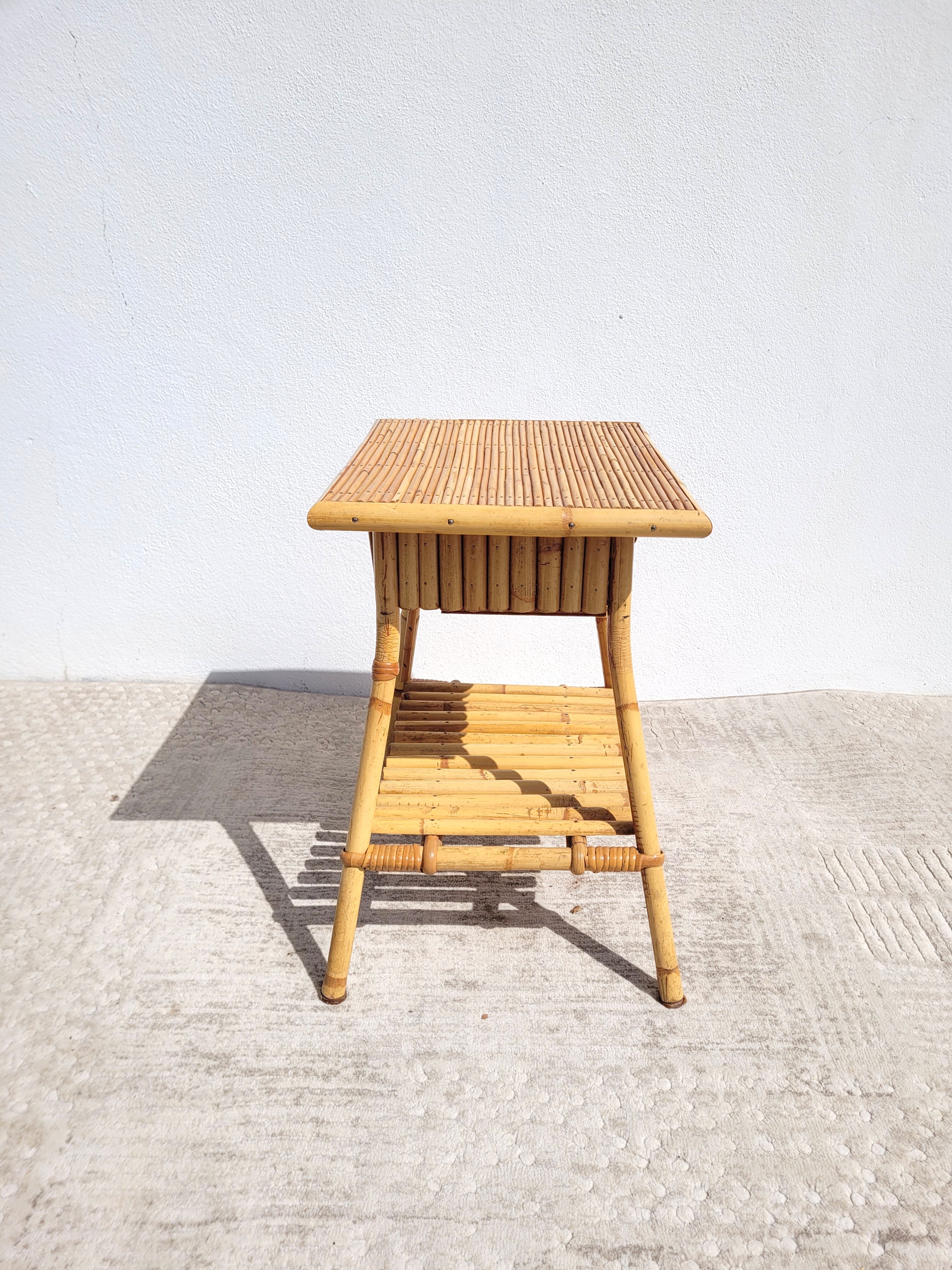 Rattan bedside or side table 1960