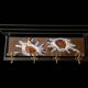 Vintage wall-mounted coat rack in steel, brass and ceramic