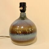 Vintage ceramic stoneware lamp signed JM 70s 80s bohemian raffia rope lampshade