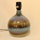 Vintage stoneware ceramic lamp signed JM, 1970s/80s, bohemian raffia rope lampshade