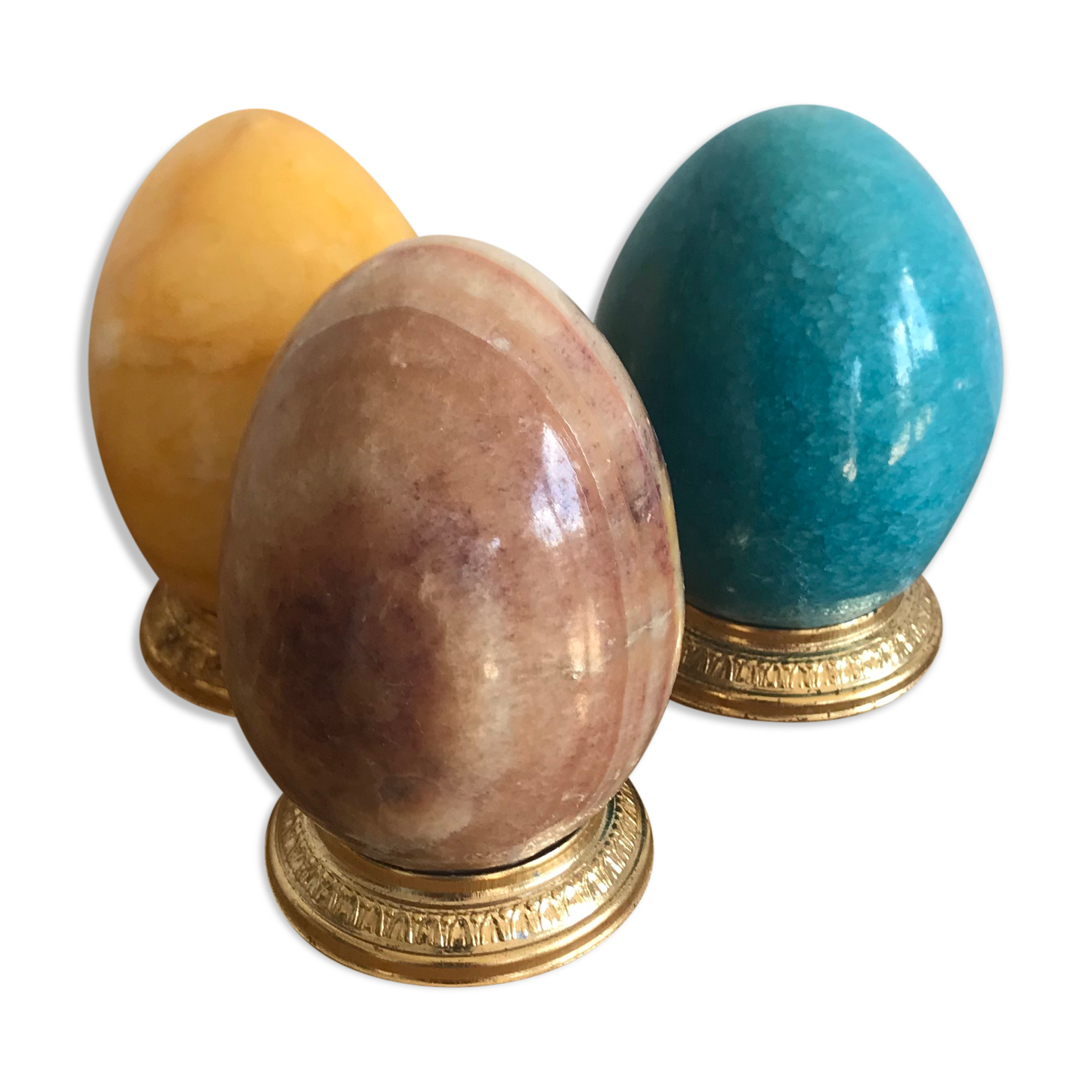 Lot de 3 œufs en onyx