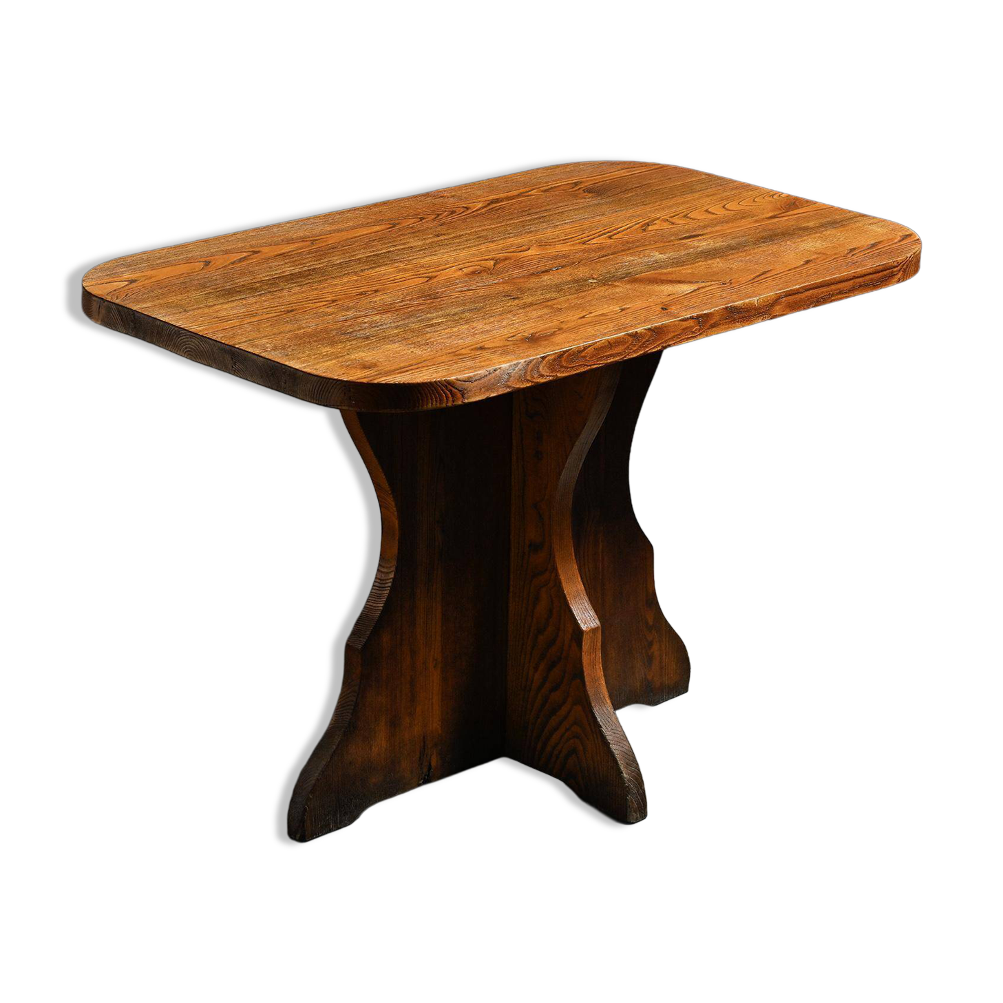 Solid wood dining table, French Alps, around 1970.