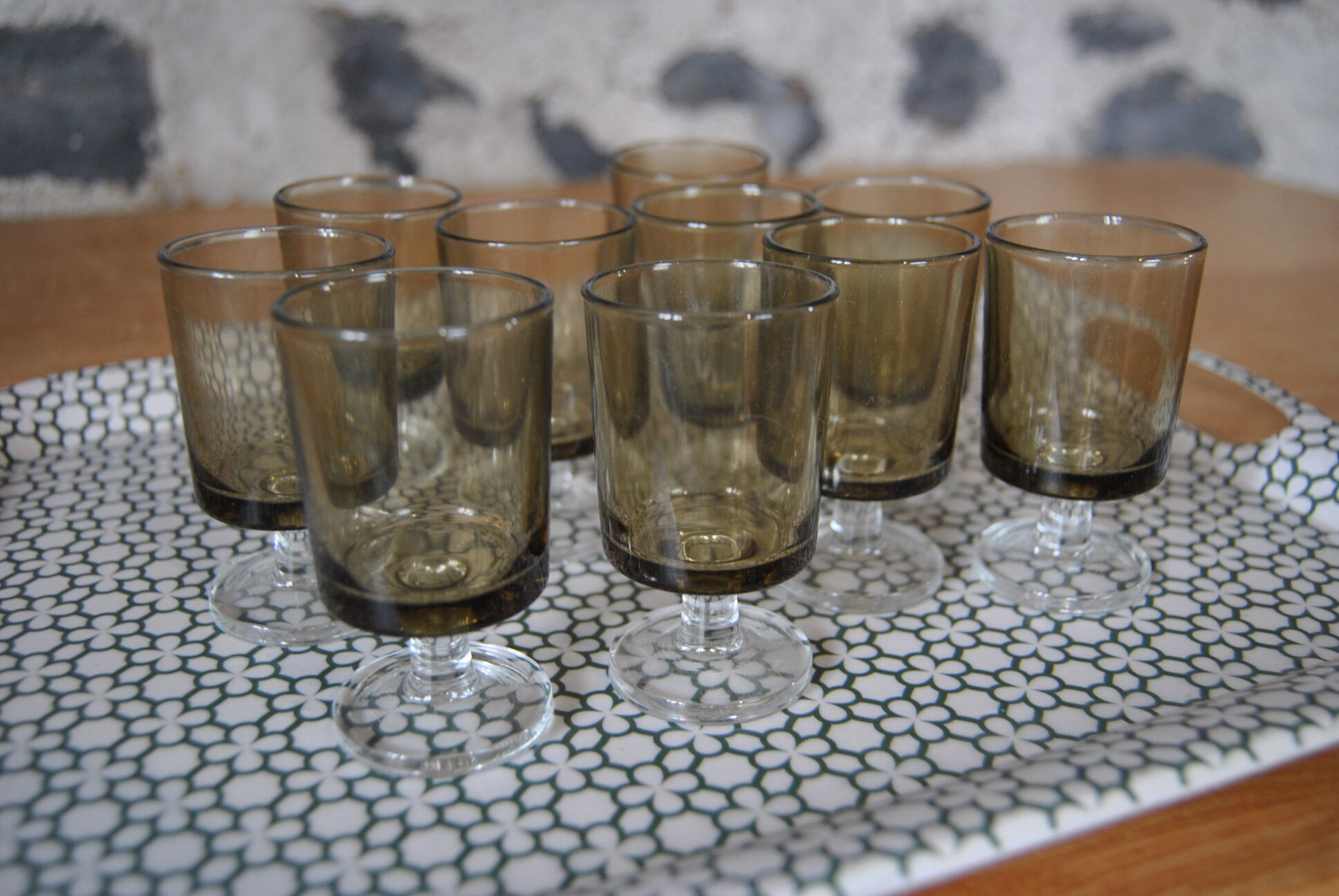 Set of 10 70s shot glasses