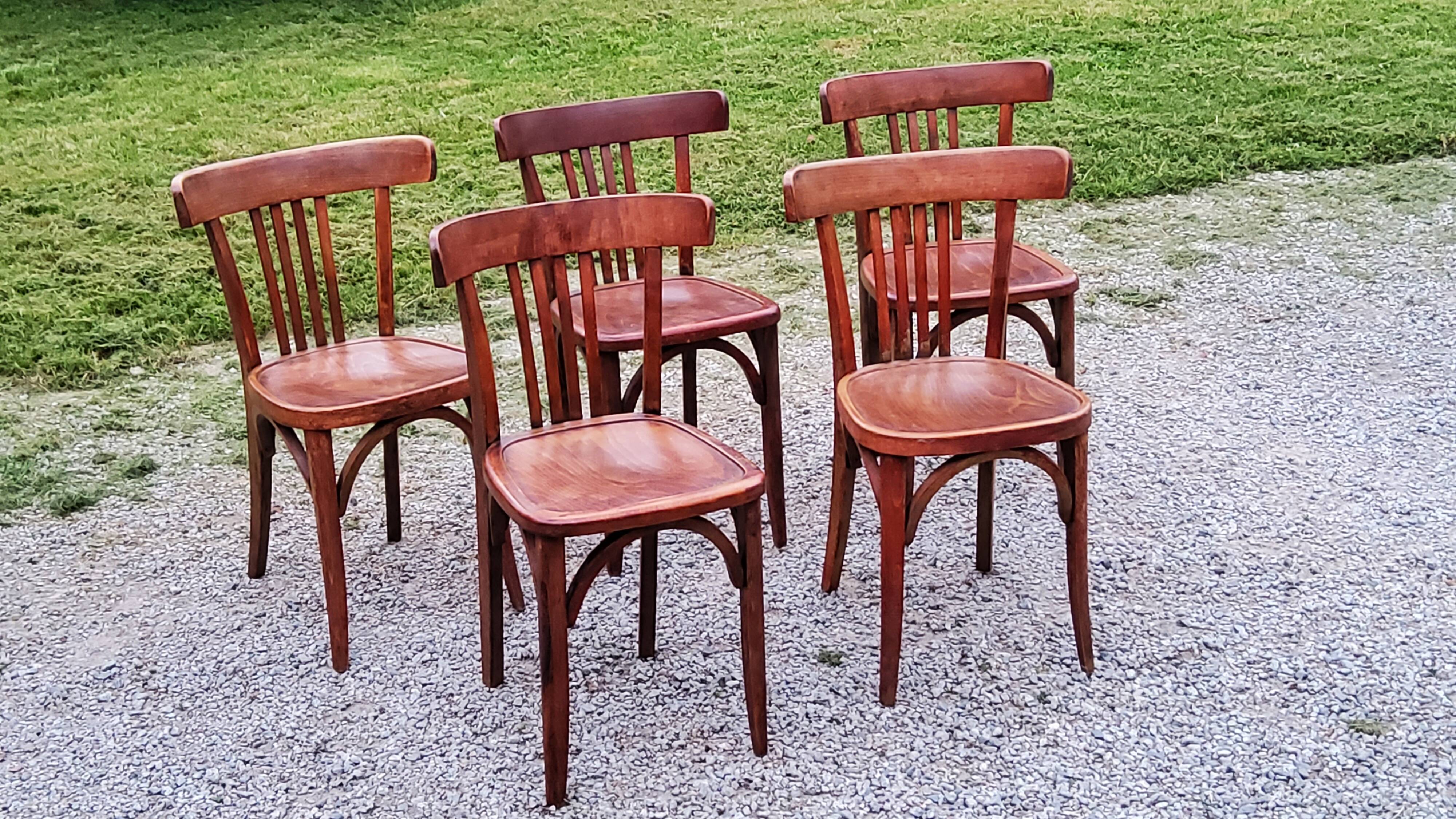 Set of 5 Stella bistro chairs from the 50s