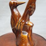 Vase soliflore pic-vert glazed brown earthenware