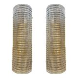 Set of Two Contemporary Smoked Diamanted Rectangular Murano Wall Sconces