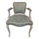 Louis XV style cabriolet armchair in patinated wood and velvet