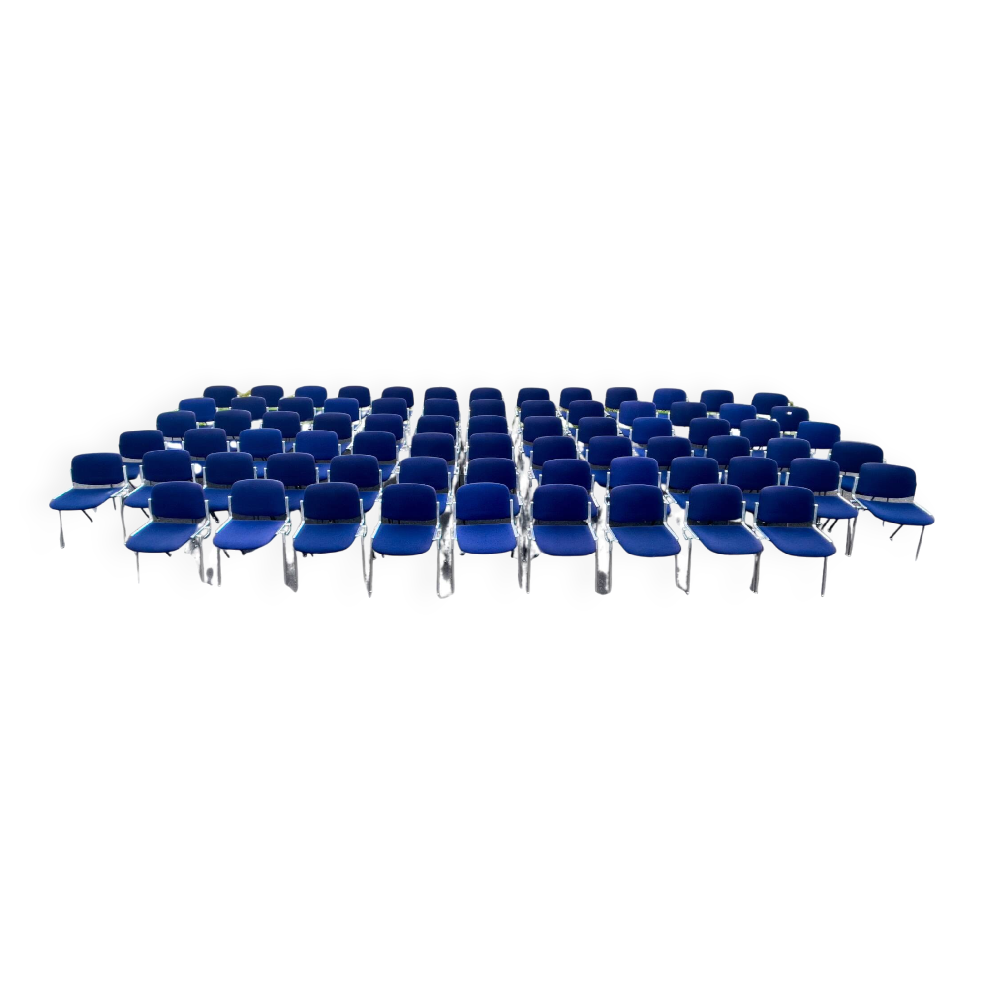 Lot de 20 chaises DSC 106 bleues de Giancarlo Piretti pour Castelli.