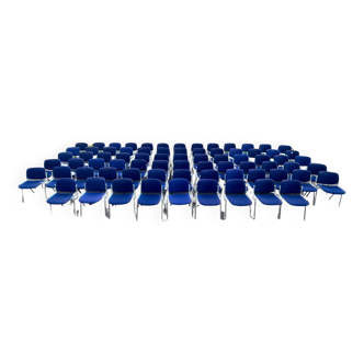 Set of 20 blue DSC 106 chairs by Giancarlo Piretti for Castelli.