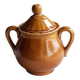 Vintage sugar bowl in Lunéville earthenware, terracotta colour.