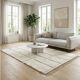 Berber rug with a white graphic pattern.