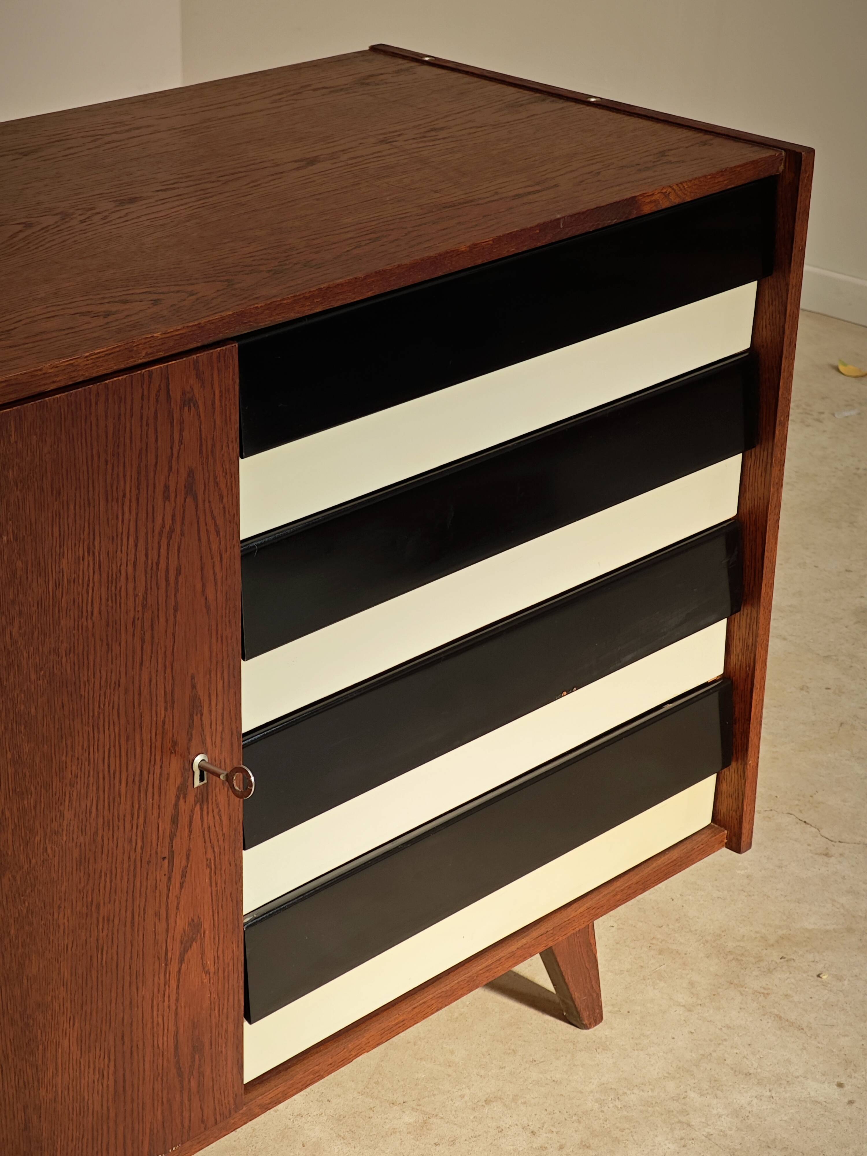 U 458 black and white sideboard by Jiri Jiroutek for Interier Praha, 1960