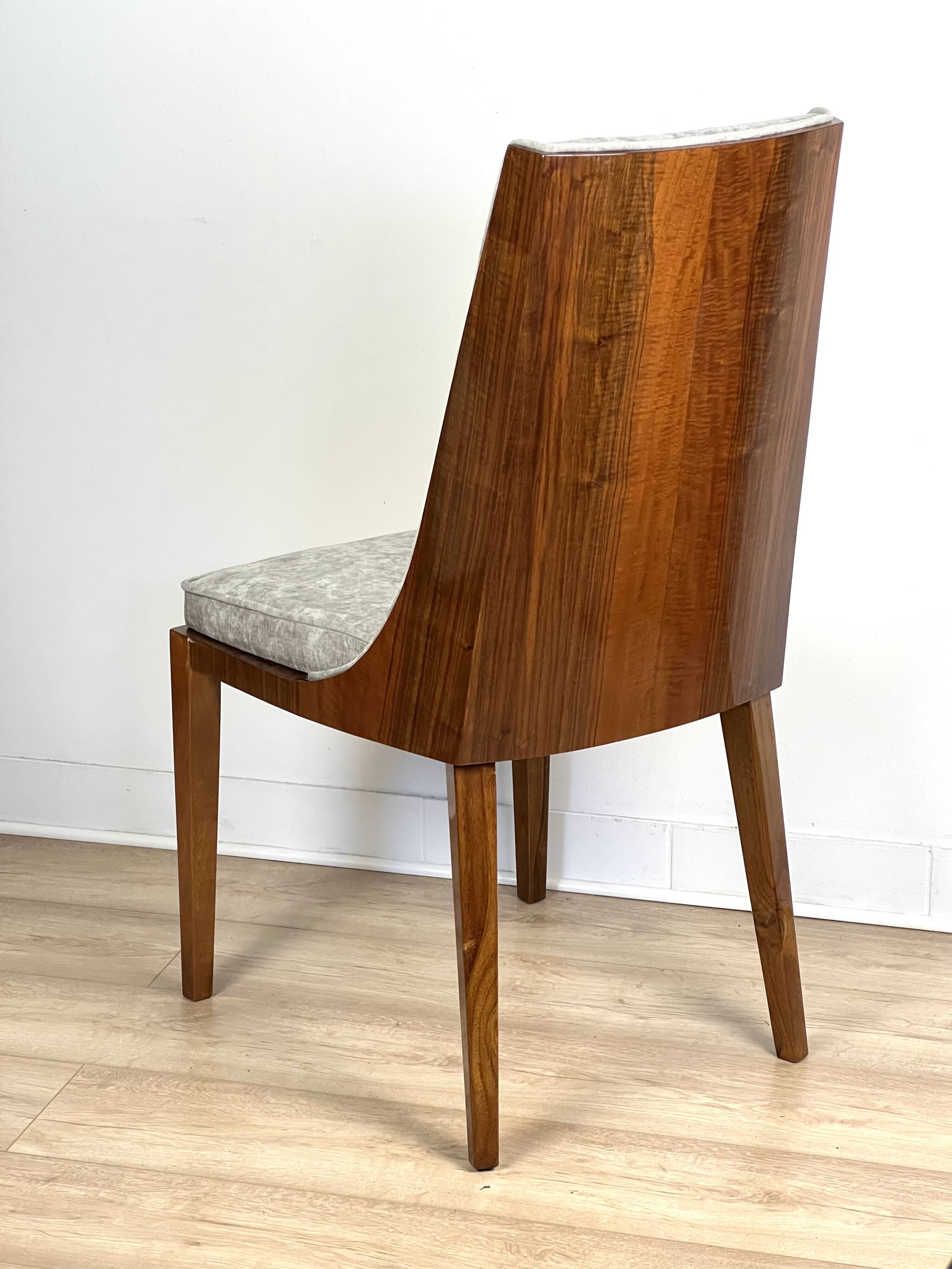 American Art Deco style chair, in solid walnut wood