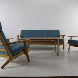 Complete danish design oakwood Hans Wegner lounge set