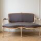 Antique 3-seater sofa in Louis XV style with grey fabric.