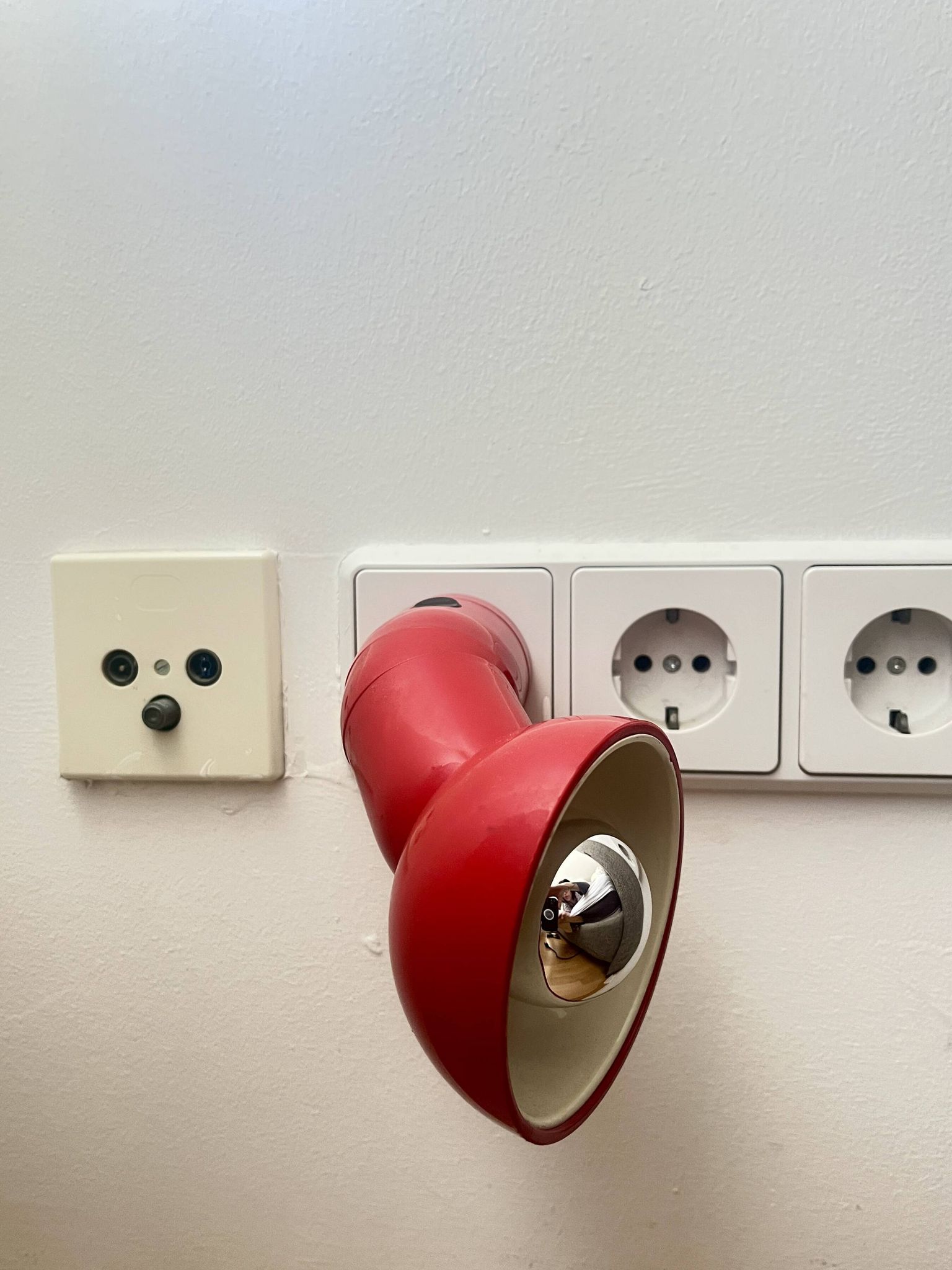 Vintage Danska Red Robot Wall Lamp, Space Age DL Lampen, 1970s Denmark