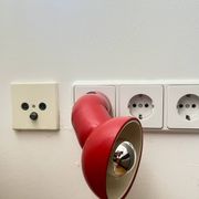 Vintage Danska Red Robot Wall Lamp, Space Age DL Lampen, 1970s Denmark