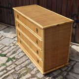 Rattan chest of drawers by Dal Vera Italy 1970