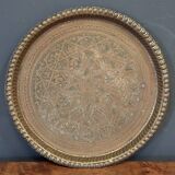 20th century Moroccan tea tray in richly engraved copper or brass