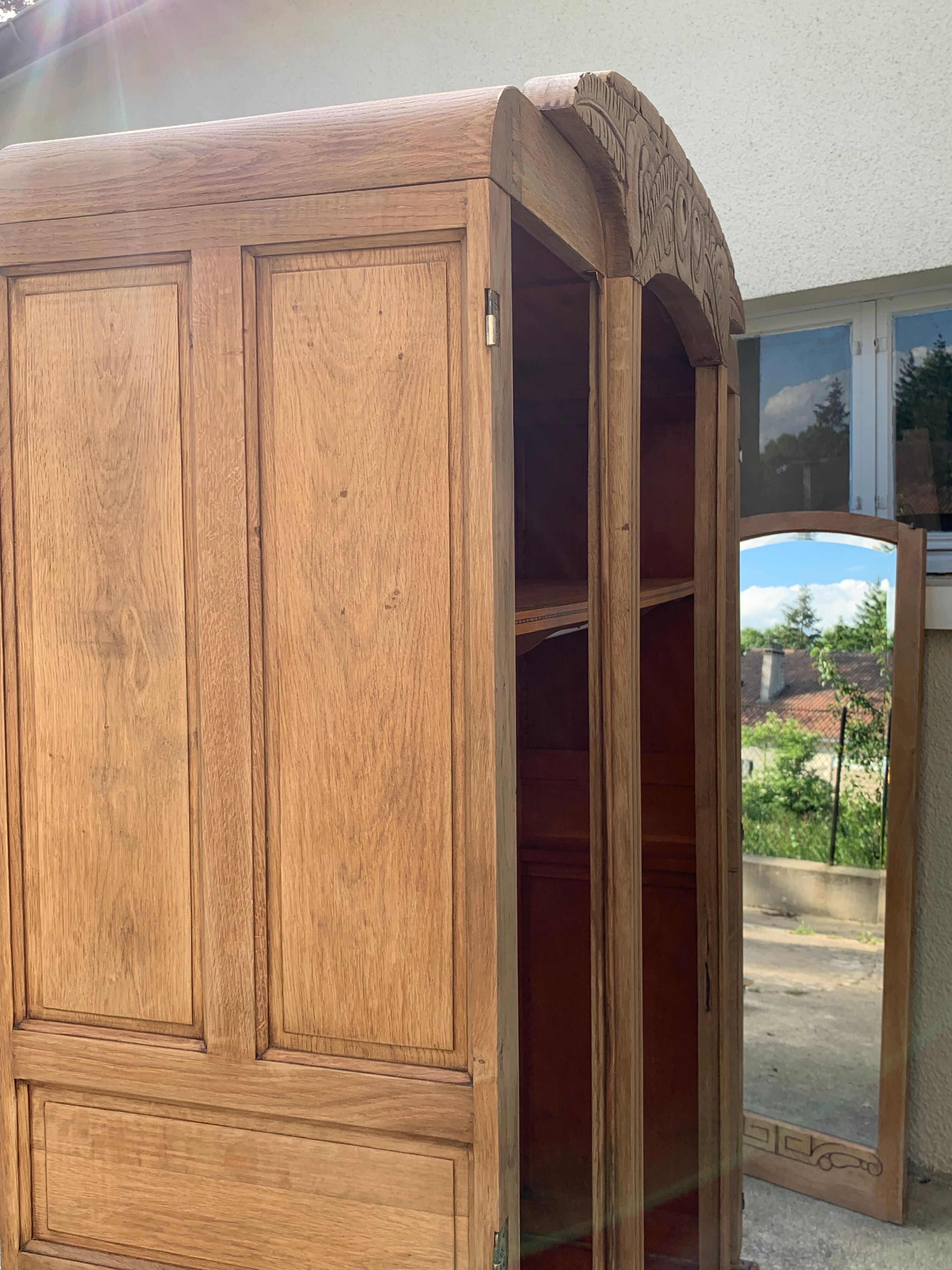 Armoire parisienne art déco chêne massif brut