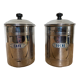 Set of two chrome-plated copper coffee/sugar jars stamped