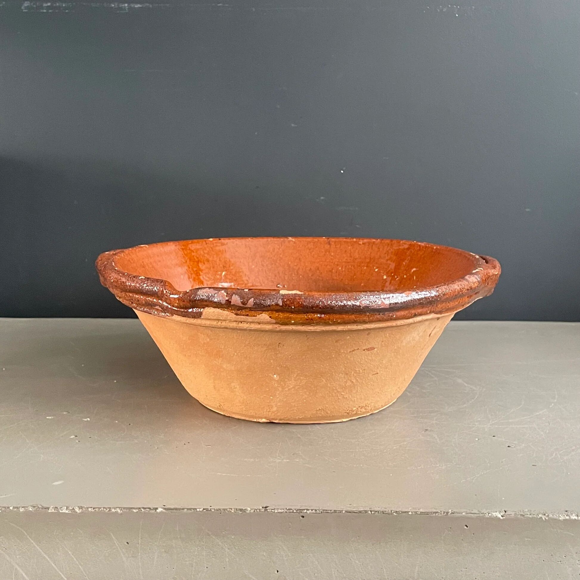 Large glazed terracotta kitchen bowl - 1110