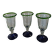 3 stemmed glasses in bubble and blown glass