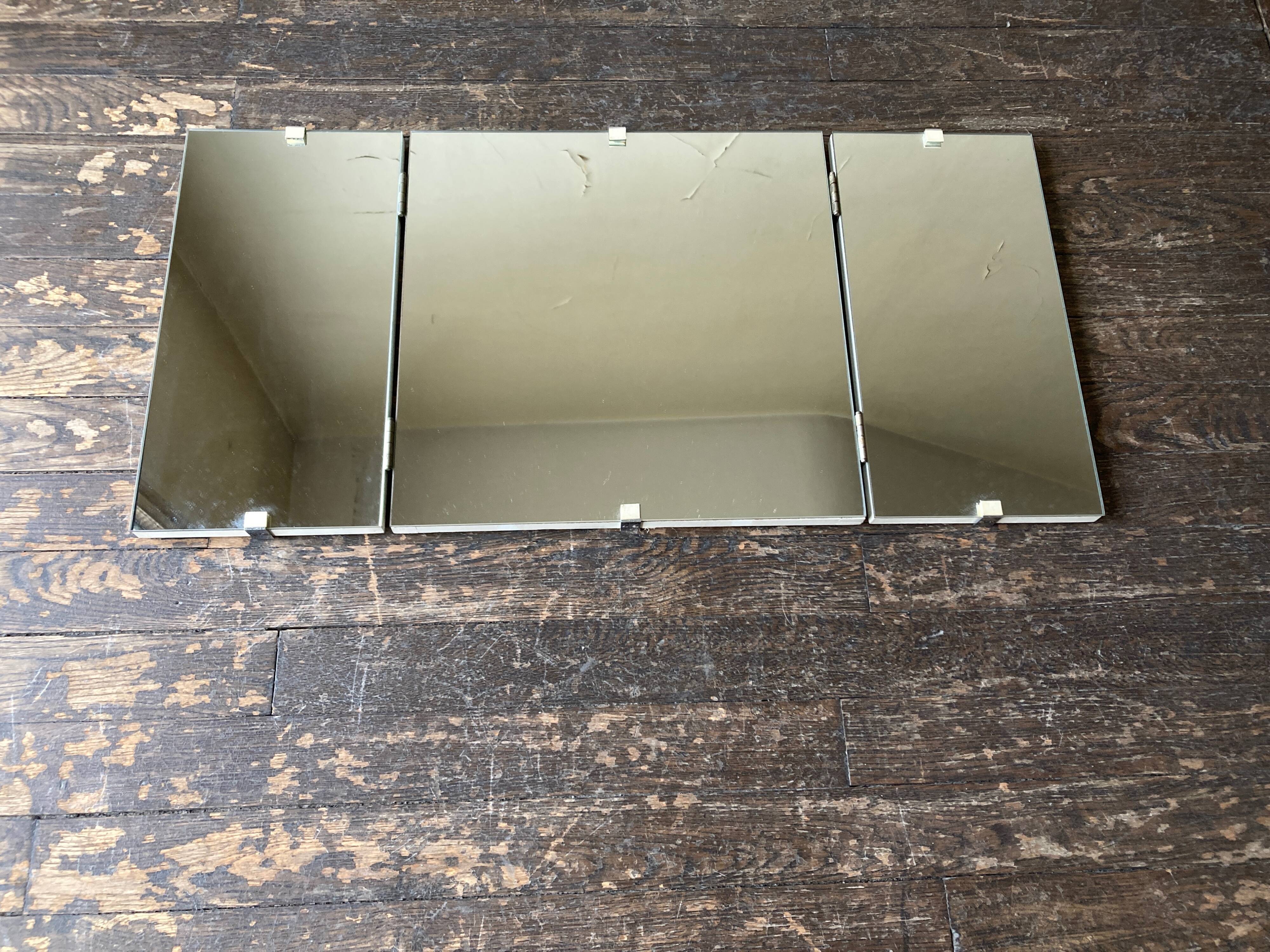 Wooden wallet triptych bathroom mirror 78cm x 38cm