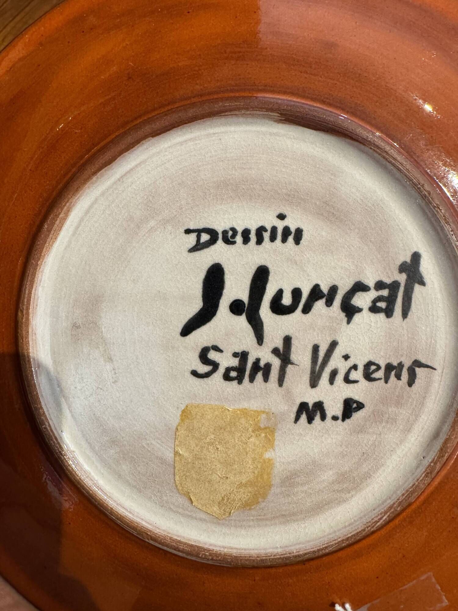 Jean lurcat in saint vicens orange enameled ceramic plate