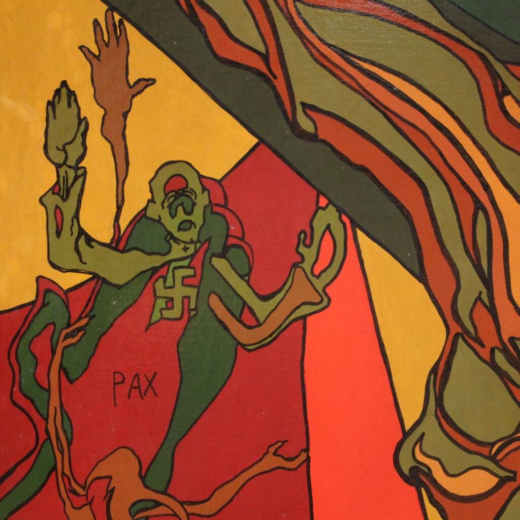 Surrealist Italian painting Crucifixion from the 20th century