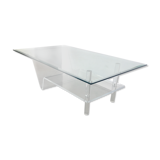 Plexiglas and glass coffee table - design 1980