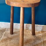 Ancien tabouret de traite tripode