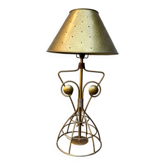 Lampe corset en métal doré