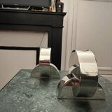 Pair of Art Deco and Modernist style silver candlesticks by Ercuis 1925