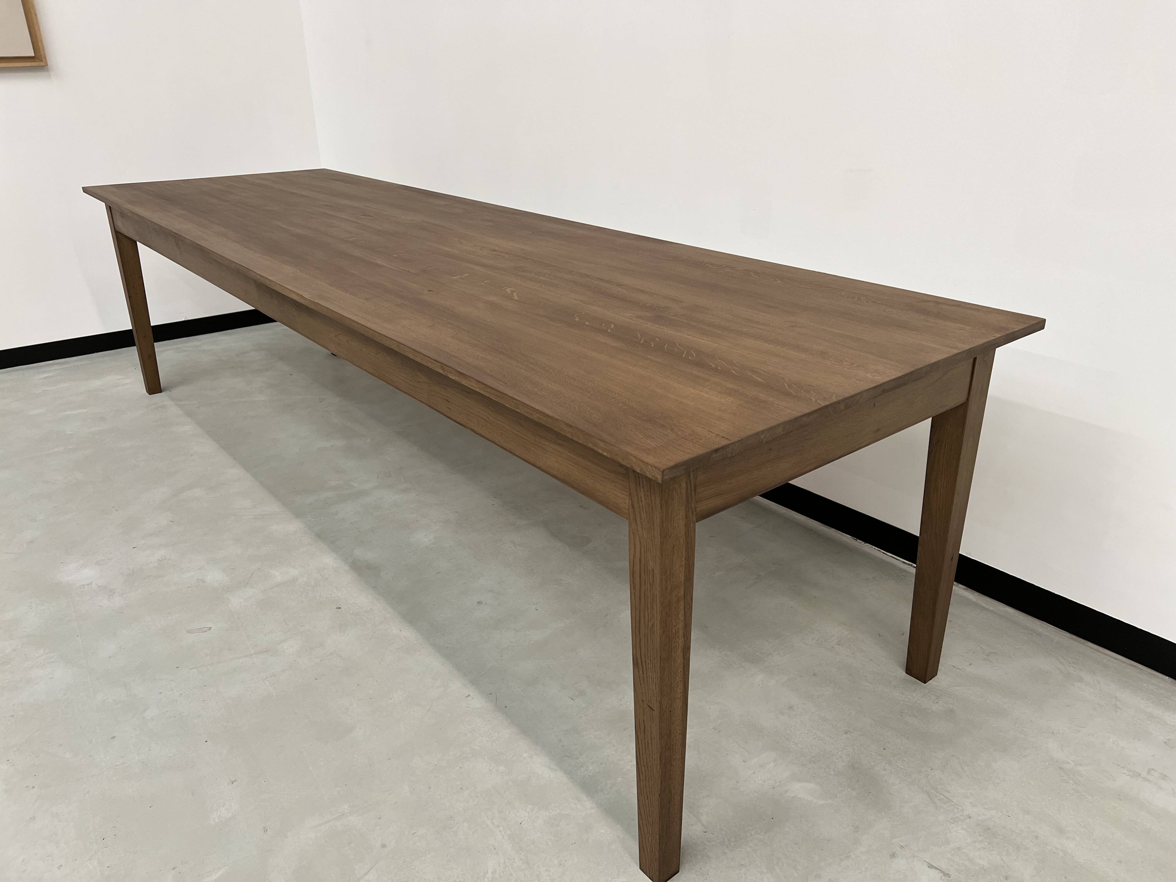"Dark Brown" farmhouse table in solid oak, 300 x 90 cm