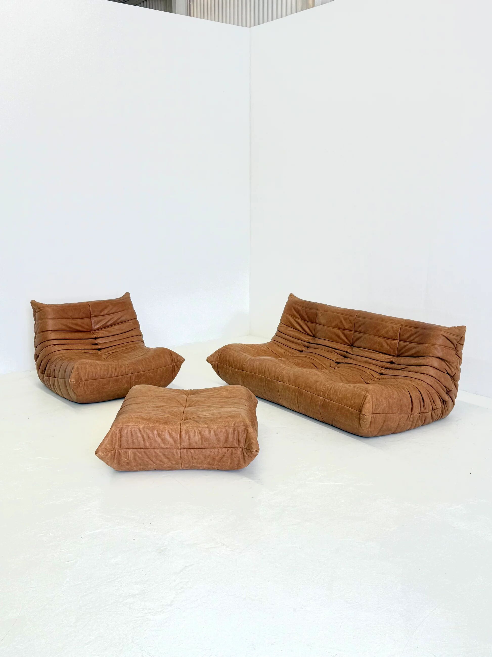 Ligne Roset Togo 3-seater in cognac leather