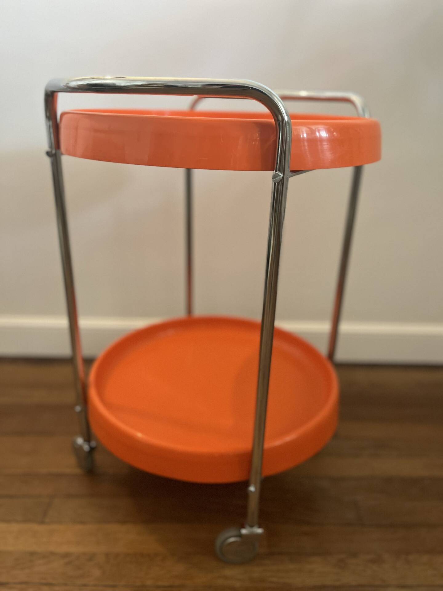 Bat chariot desserte vintage Space Age orange vintage