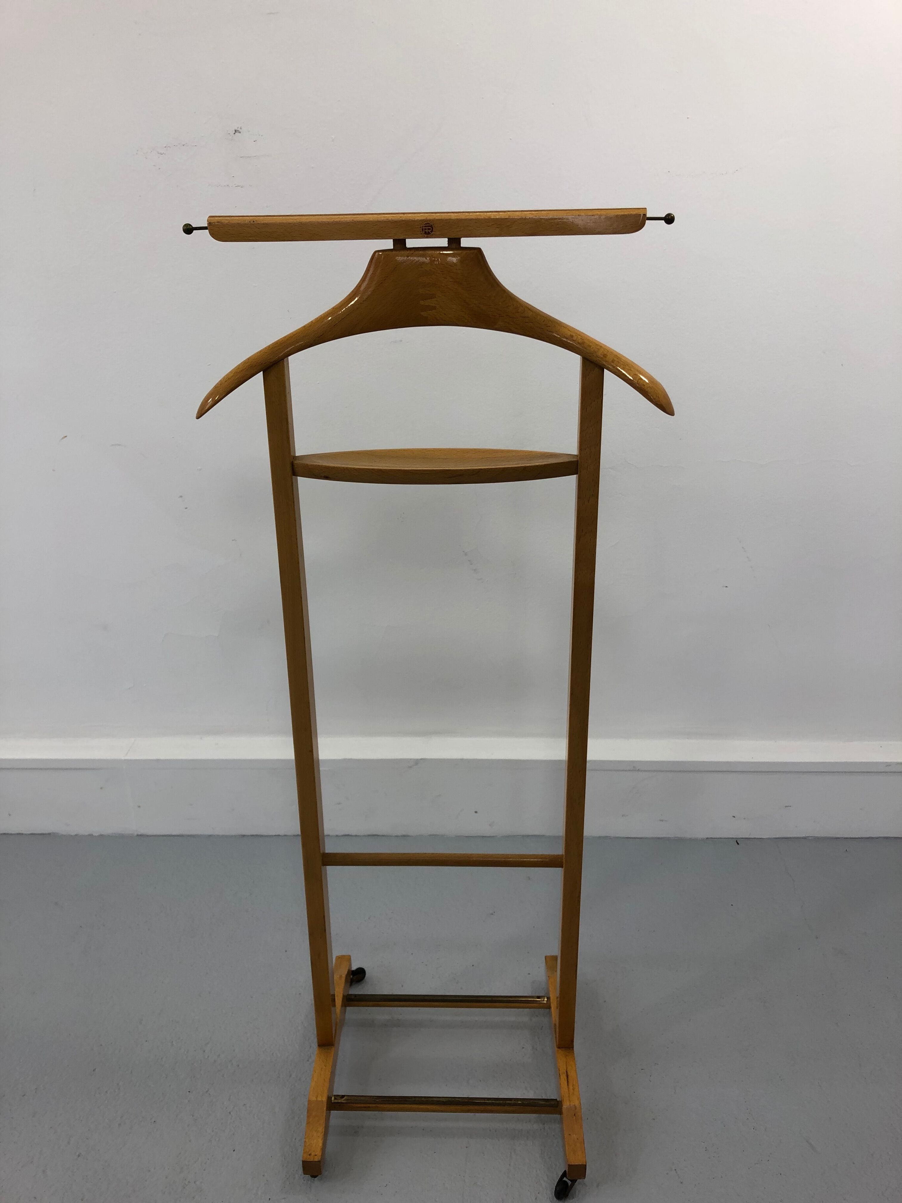 Mid-Century Italian Beechwood & Brass Suit Rack from Fratelli Reguitti, 1950s