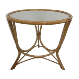 Bamboo coffee table with round glass top