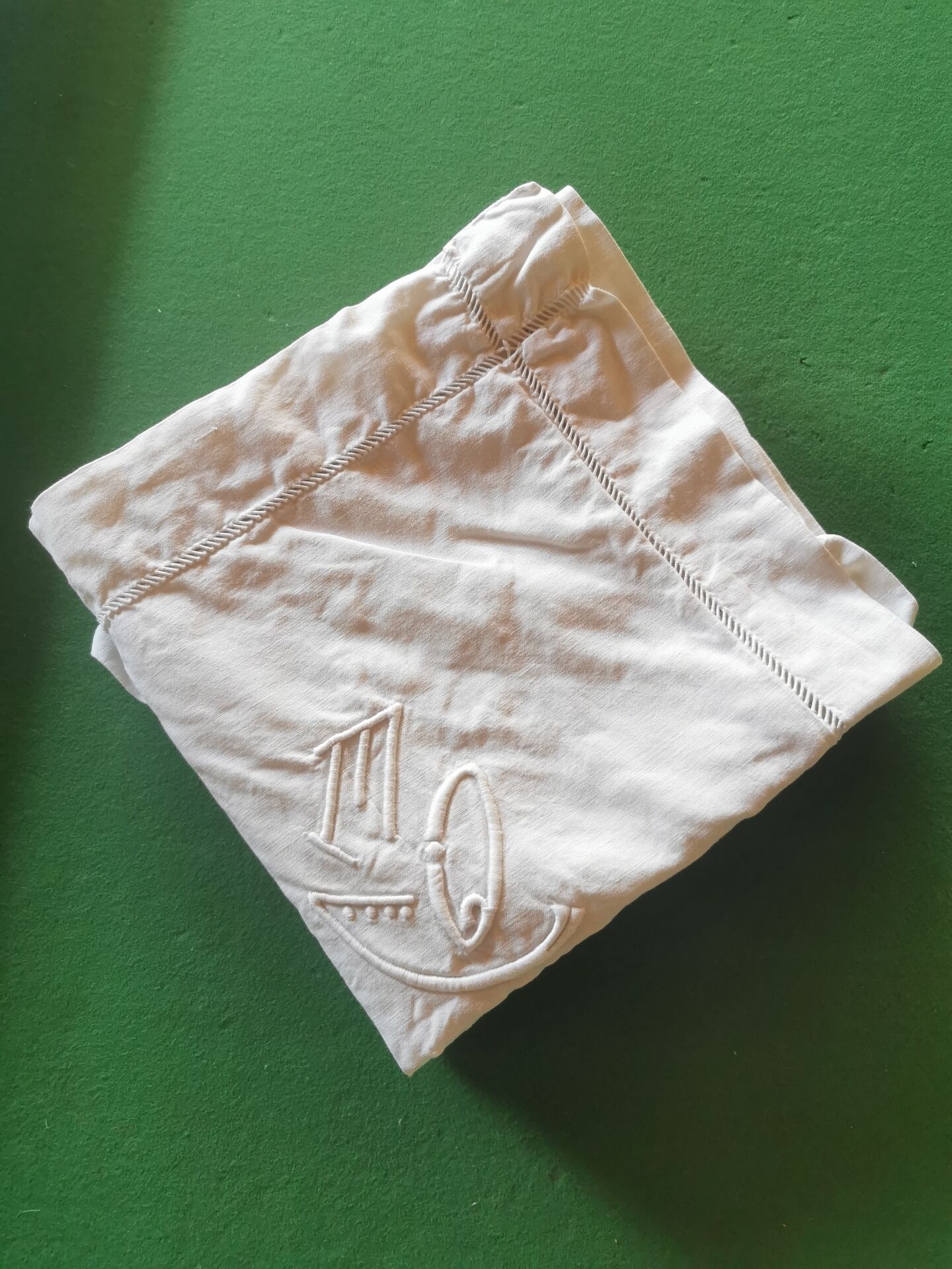 Pair of antique linen pillowcases with monogram