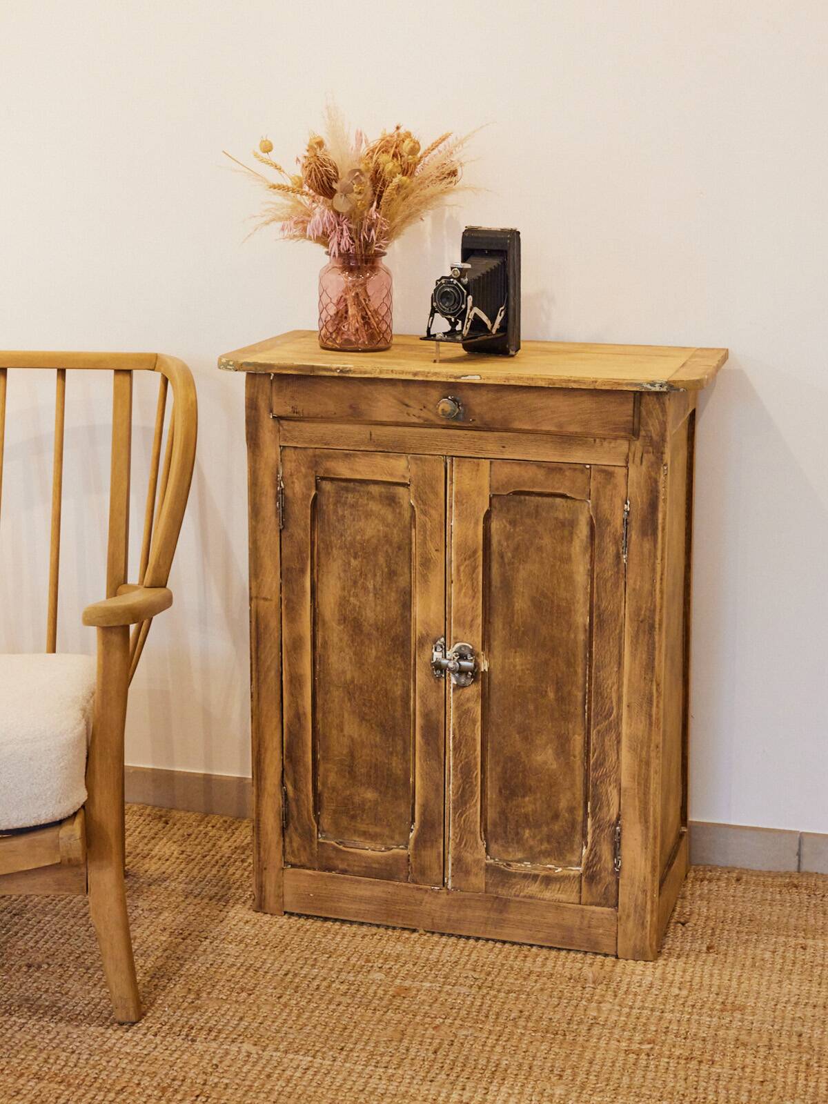 Patinated wooden Parisian sideboard