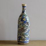 Antique Iznik Style Pottery Bottle with Birds, Ottoman Revival Ceramic Vase